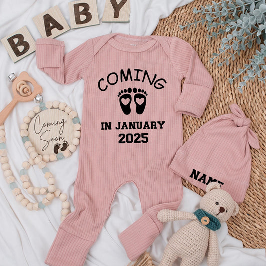 Personalized Baby Announcement Name Long Sleeve Romper Soft Going Home Outfit for Newborn Boys and Girls Lovely Baby Shower Gift