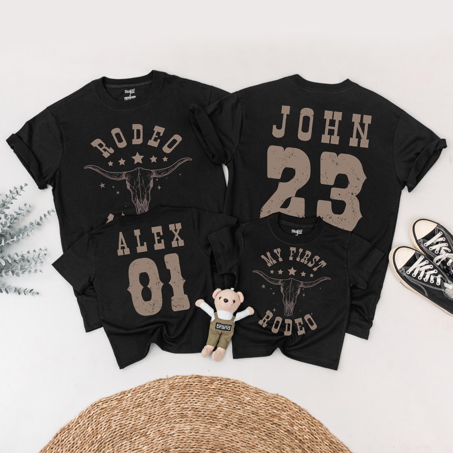 My First Rodeo Birthday Family Matching Shirts 1st Western Farm Theme Party Cowboy Cowgirl Mama Daddy Tees