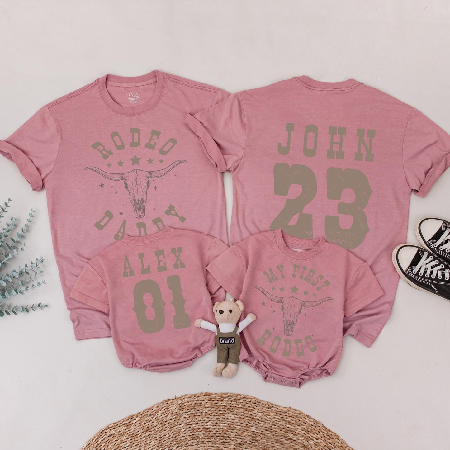 My First Rodeo Birthday Family Matching Shirts 1st Western Farm Theme Party Cowboy Cowgirl Mama Daddy Tees