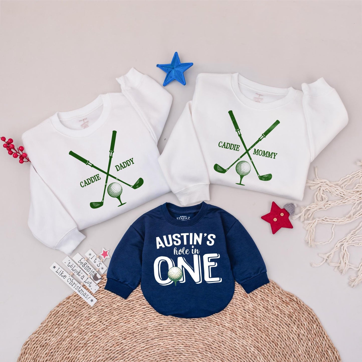 Golf Birthday Sweatshirt, Hole in One Birthday Party, Matching Family, Caddie Daddy Of The Birthday Boy