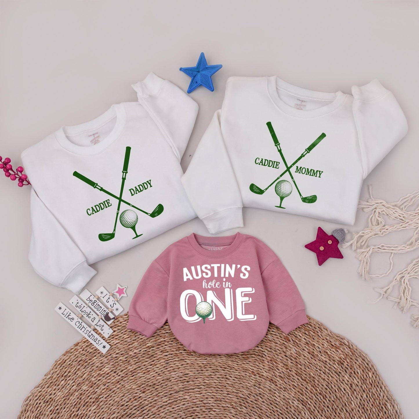 Golf Birthday Sweatshirt, Hole in One Birthday Party, Matching Family, Caddie Daddy Of The Birthday Boy