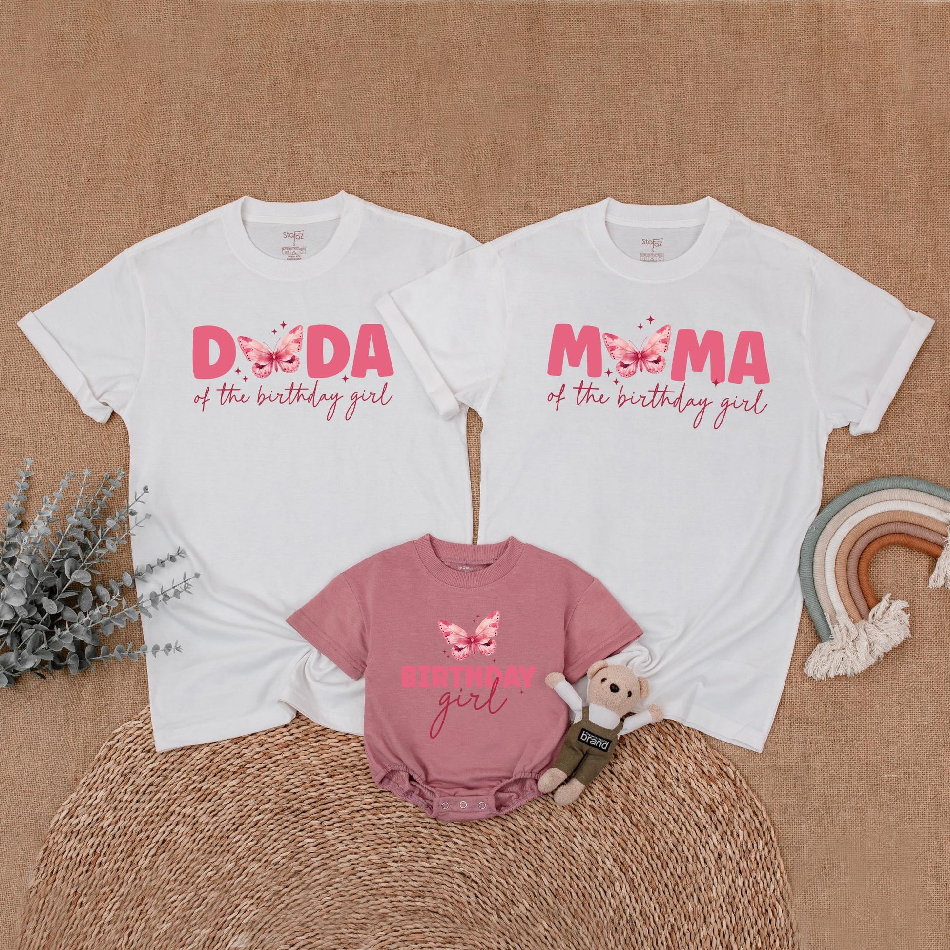 Butterfly Birthday Girl Matching Family Shirts Cute Outfit Baby Romper First Birthday Party Flutter Theme Matching Set Toddler Birthday Gift Idea