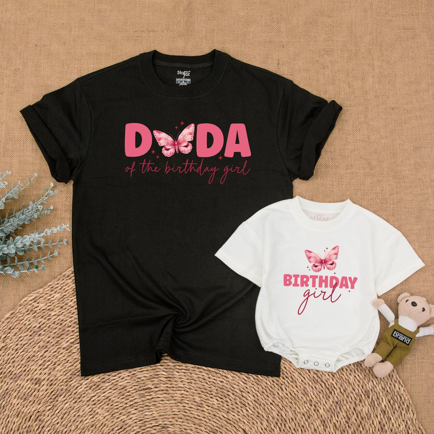 Butterfly Birthday Girl Matching Family Shirts Cute Outfit Baby Romper First Birthday Party Flutter Theme Matching Set Toddler Birthday Gift Idea