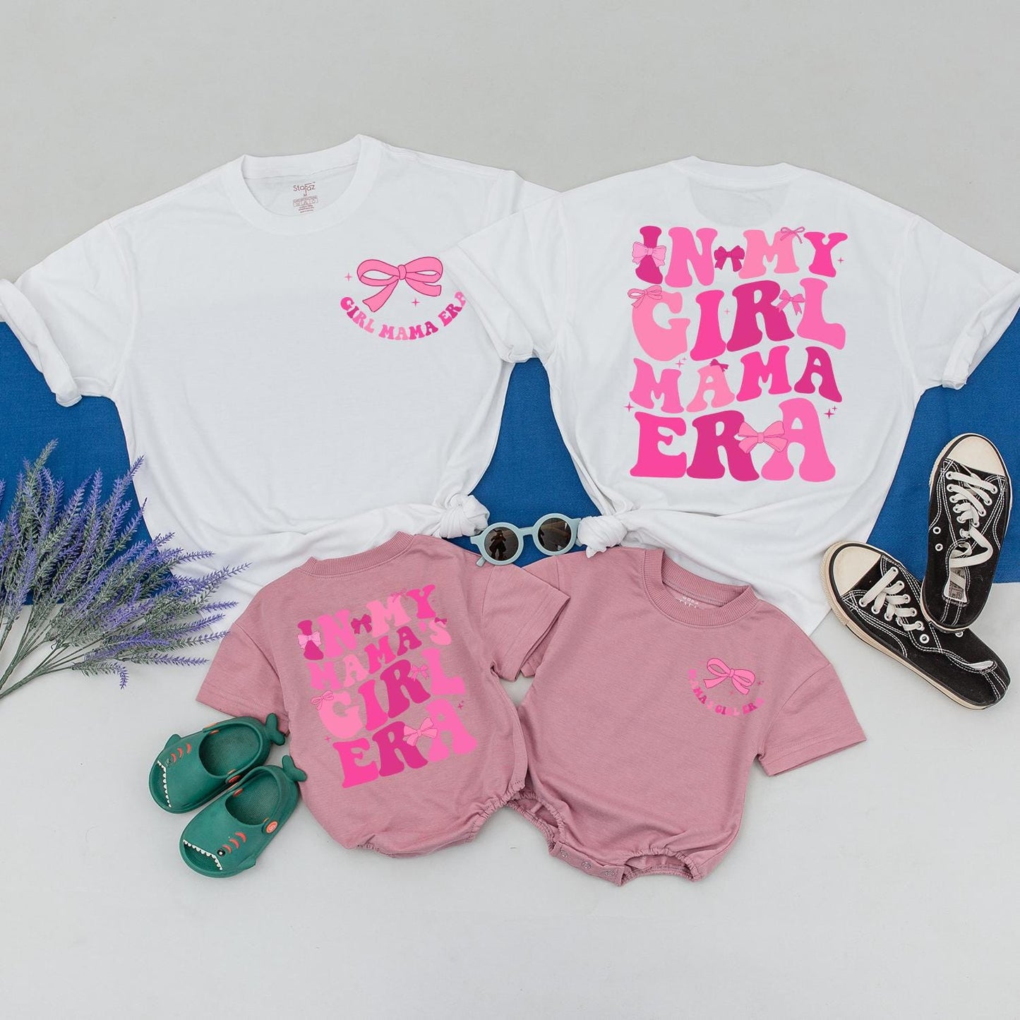 Mama's Girl Era Matching Outfits with Pink Bows for Mom and Baby Girl Shower & Mother's Day Gifts