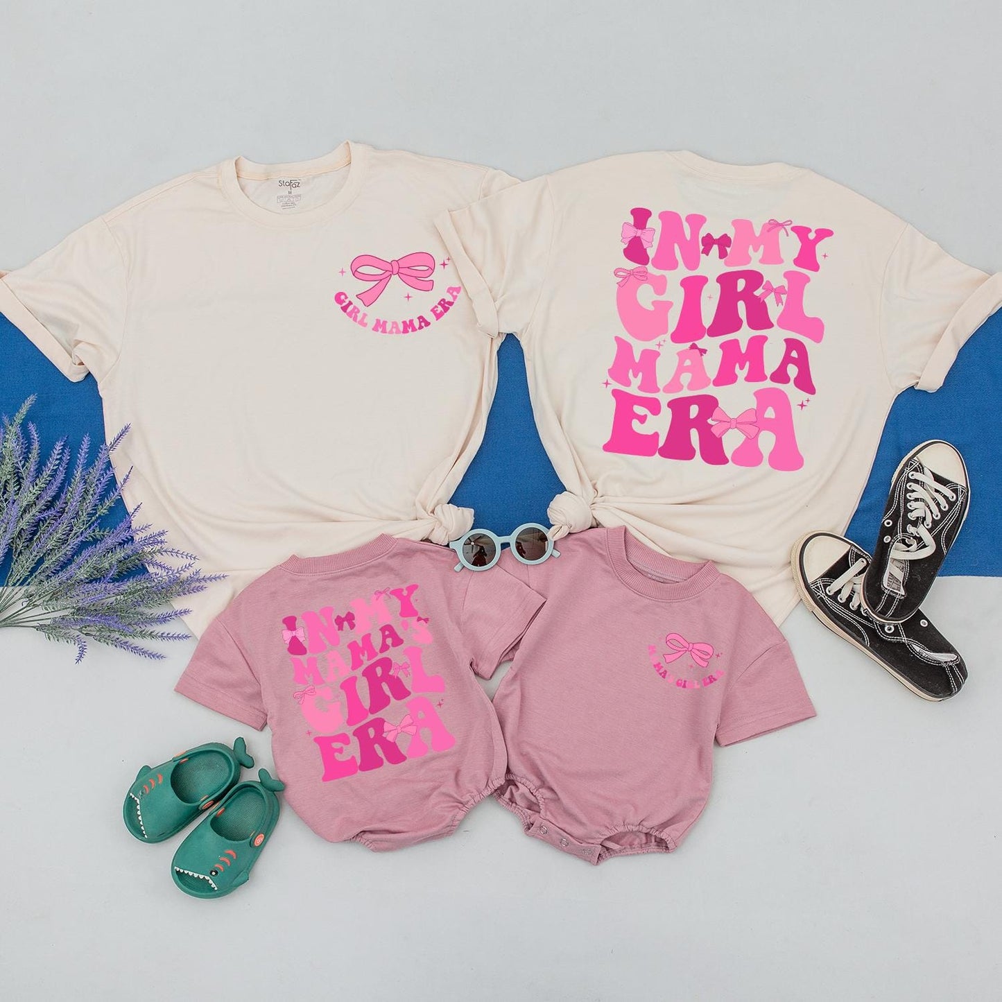 Mama's Girl Era Matching Outfits with Pink Bows for Mom and Baby Girl Shower & Mother's Day Gifts