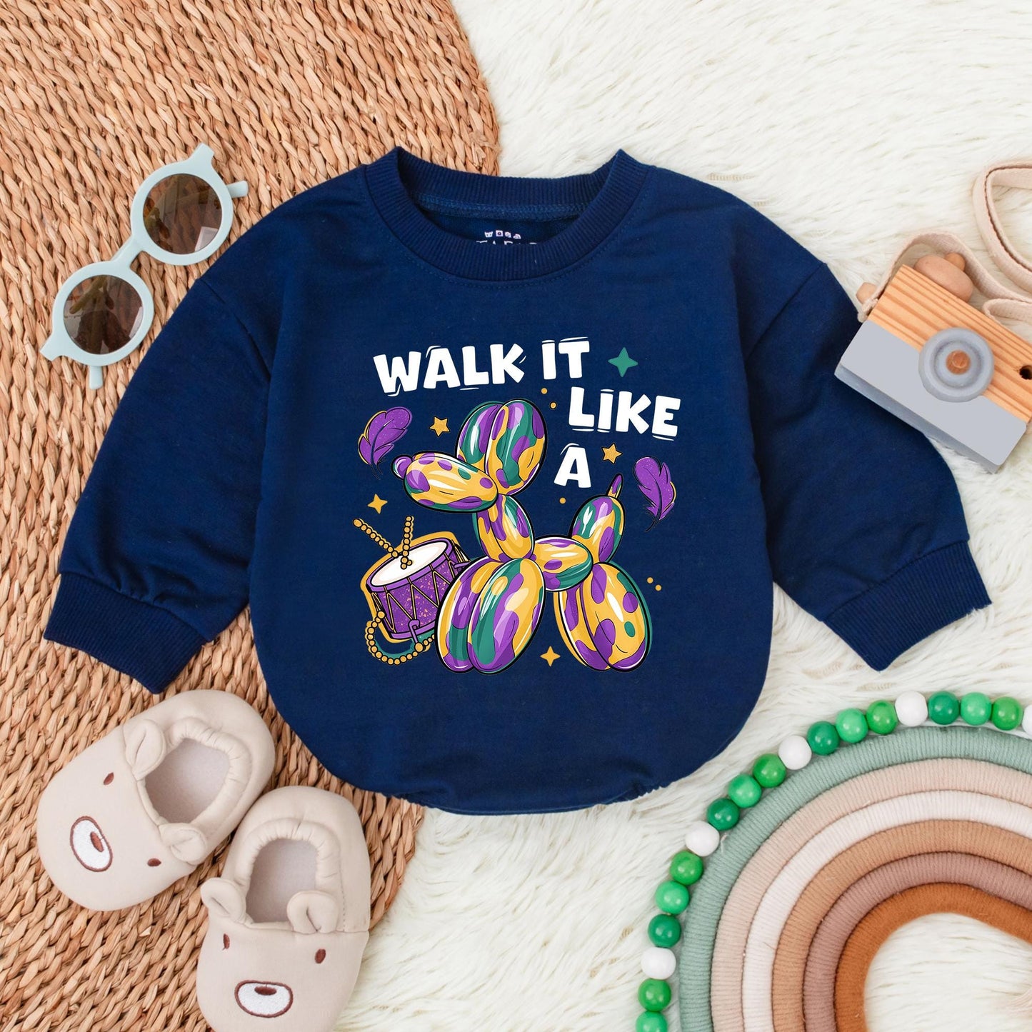 Mardi Gras Bubble Romper Funny King Cake Baby Bodysuit Baby Shower Gift Festive Holiday Newborn First Birthday Matching Outfits