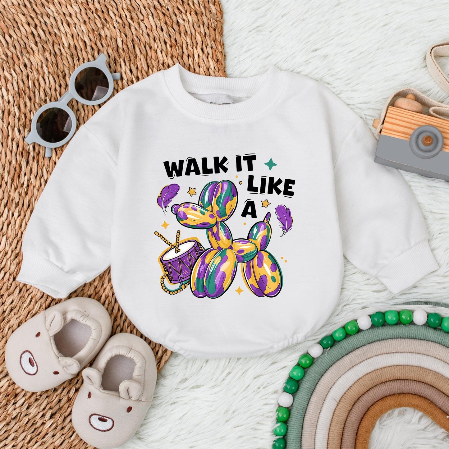 Mardi Gras Bubble Romper Funny King Cake Baby Bodysuit Baby Shower Gift Festive Holiday Newborn First Birthday Matching Outfits