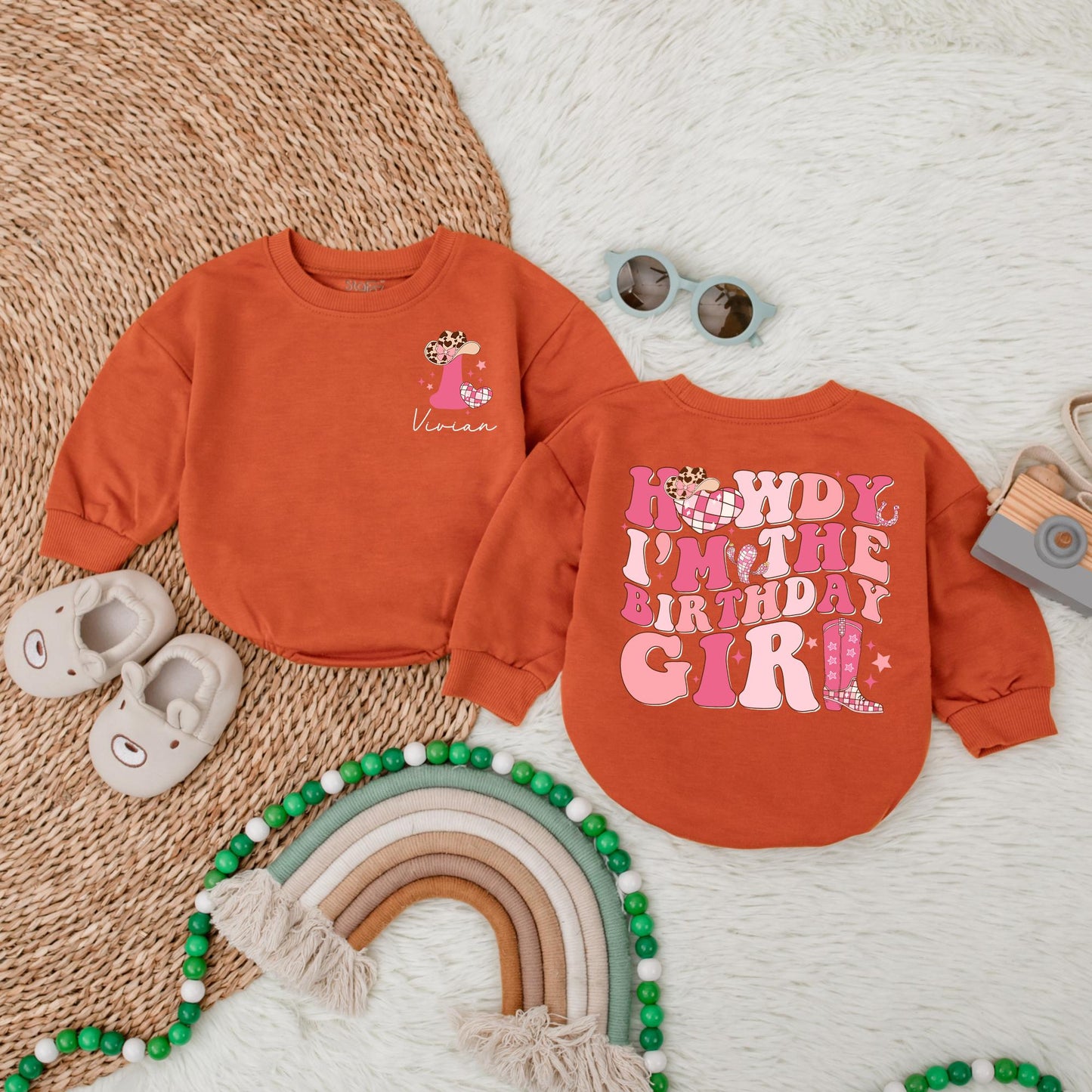 Custom My First Rodeo Bubble Romper Baby Girl First Birthday Outfit Western Cowgirl 1st Birthday Gift One Year Old Baby Clothes