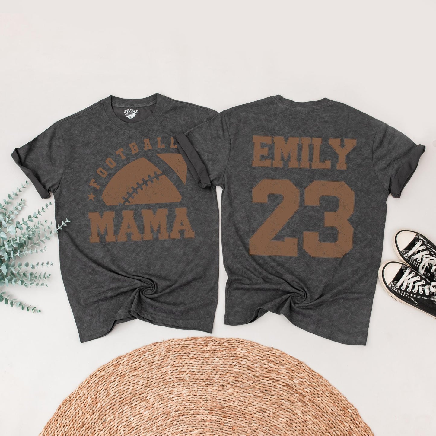 Vintage Football Babe Mama & Birthday Boy Family Matching Shirts Distressed Sports Style Custom Names