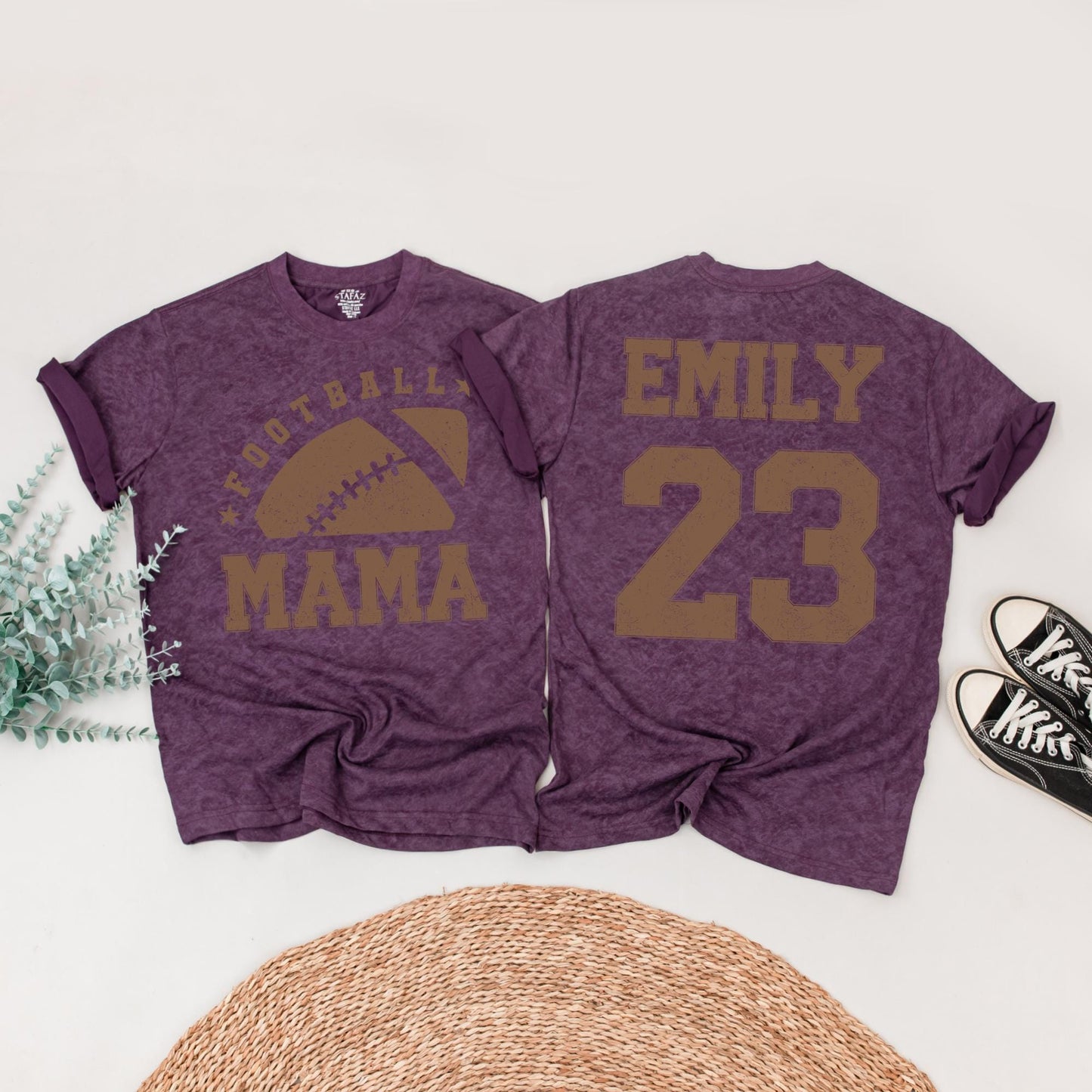 Vintage Football Babe Mama & Birthday Boy Family Matching Shirts Distressed Sports Style Custom Names