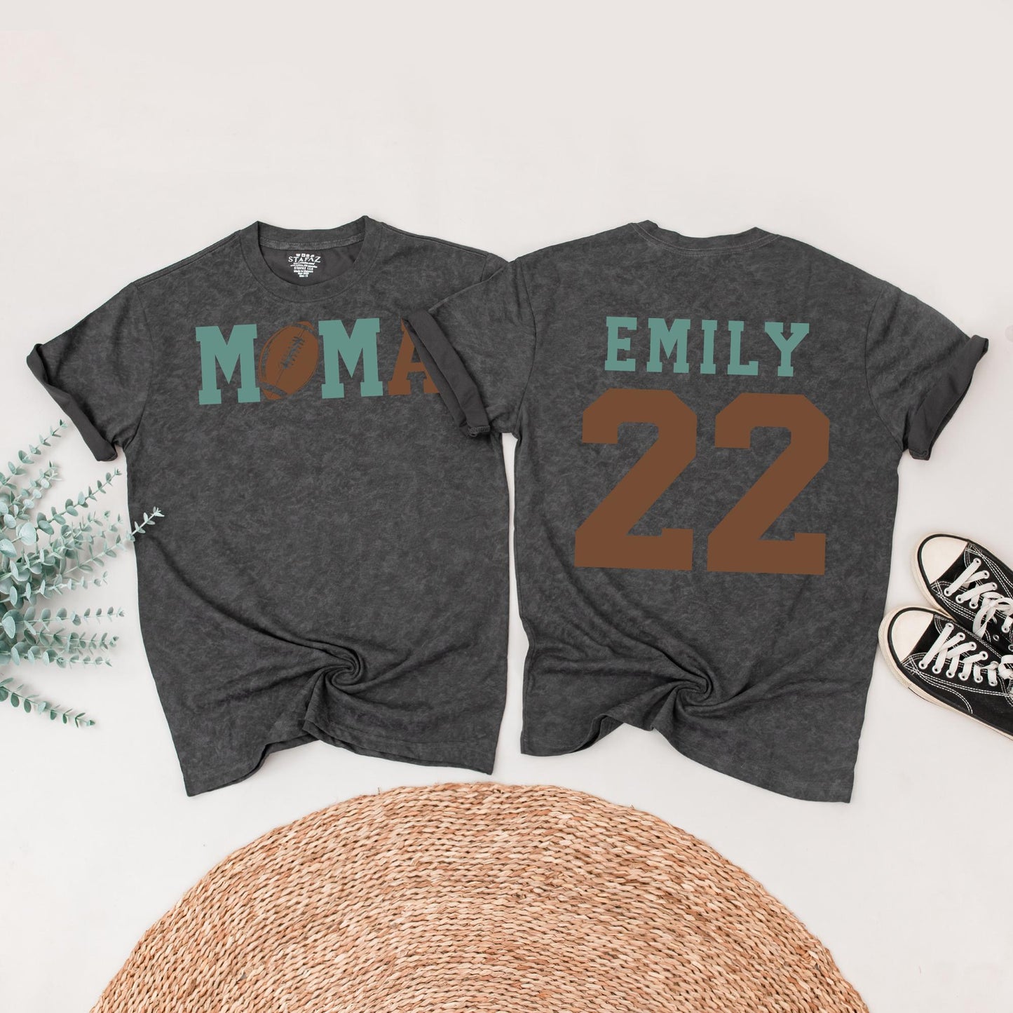 Touchdown One Football Birthday Outfit for Baby Boy 1st Birthday Matching Family Tees Teal Brown Retro Athletic