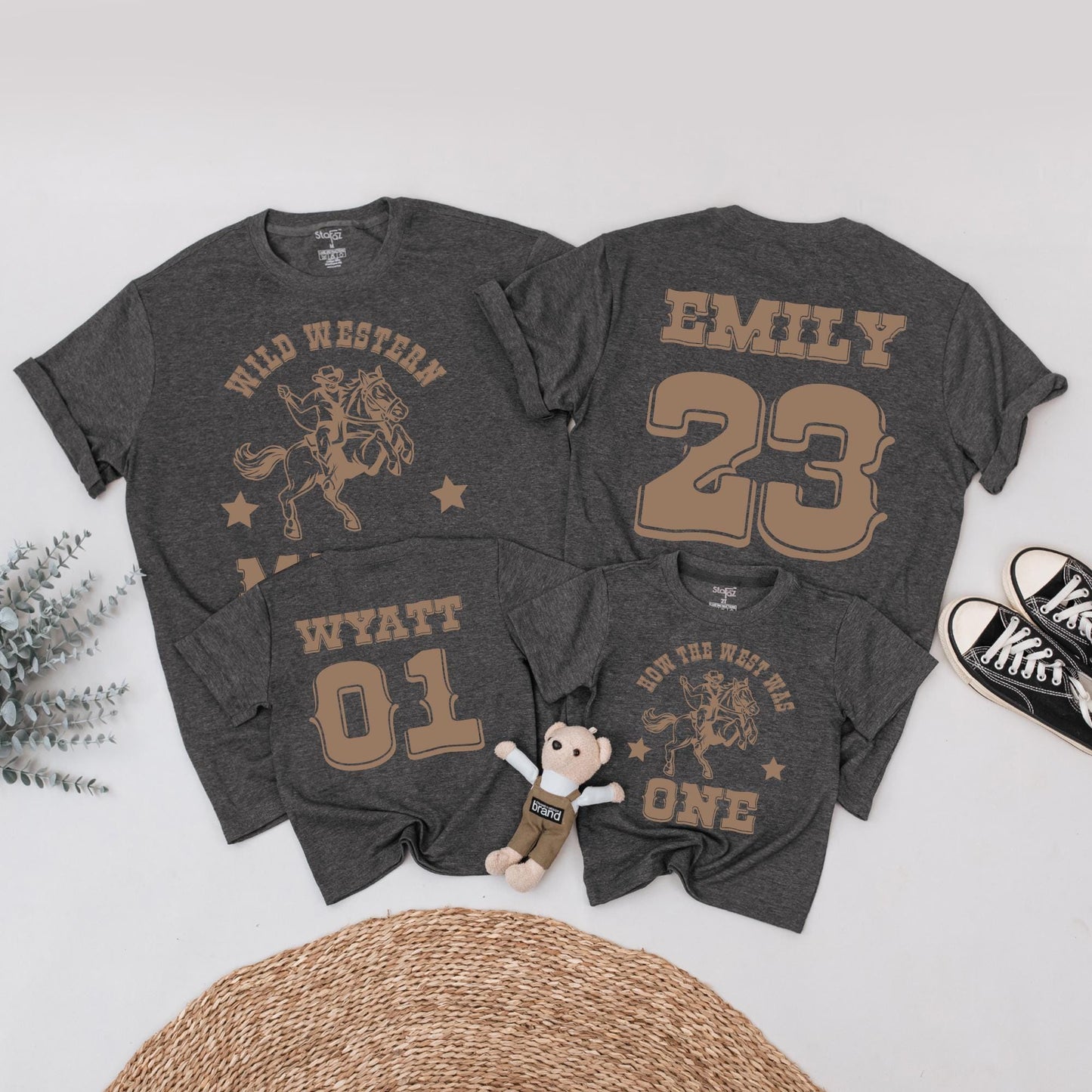 Retro Western Birthday Shirt for Baby Boy, How The West Was One 1st Birthday Outfit, Cowboy Theme, Mommy and Me Matching Family, Vintage