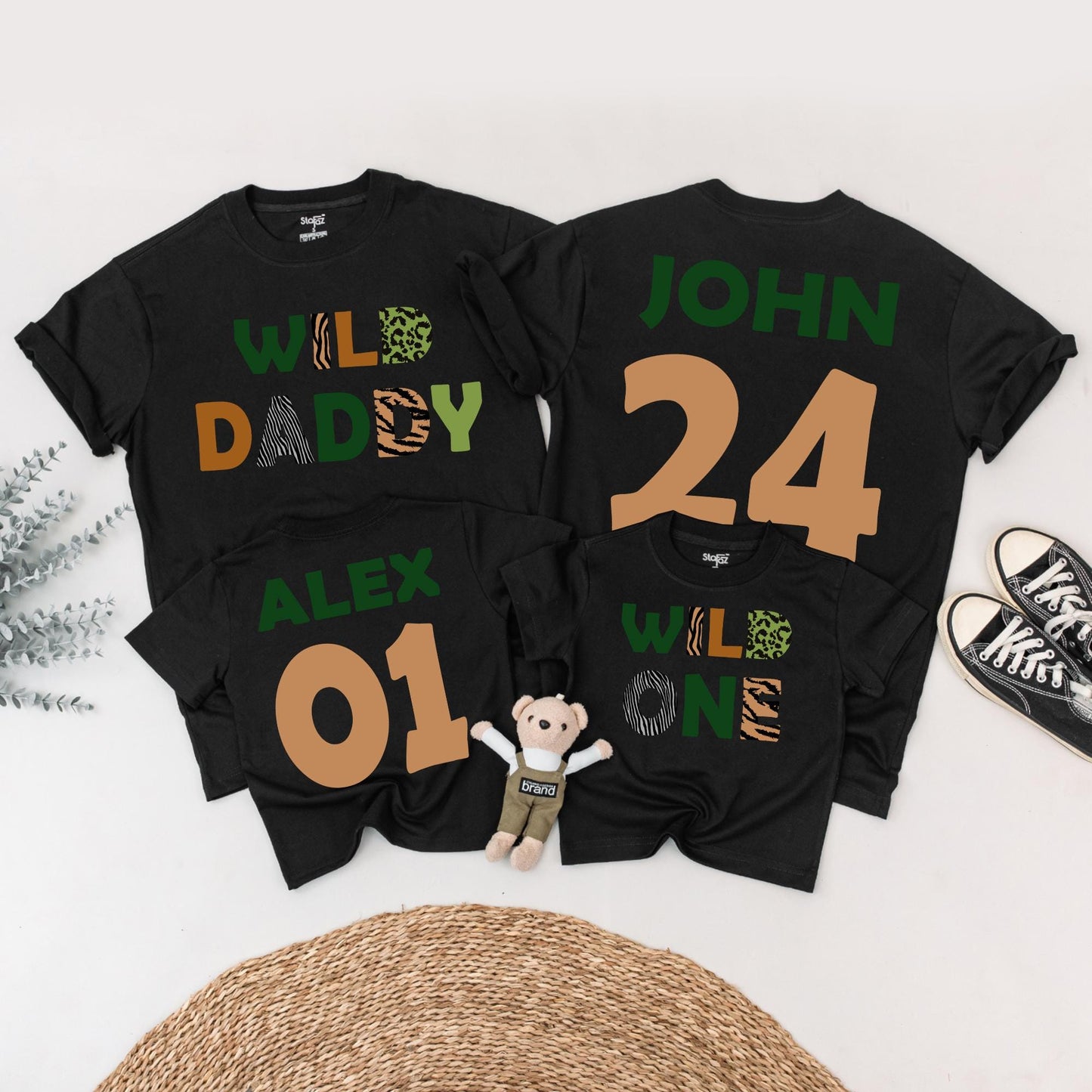 Wild One Birthday Matching Family Shirts: Safari Zoo Theme, Mommy Daddy Baby Outfit, Animal Print, 1st Birthday Party, Vacation Shirts 136