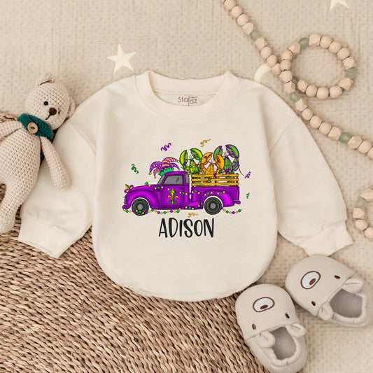 Custom Mardi Gras Crawfish Baby Bubble Romper Festive Baby Boy Outfit Newborn Bodysuit Infant Clothes Fun Celebration
