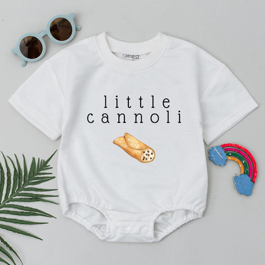 Personalized Little Cannoli Auntie Shirt & Baby Romper Italian Foodie Bodysuit Auntie Gift Cute Pastry Family Clothing