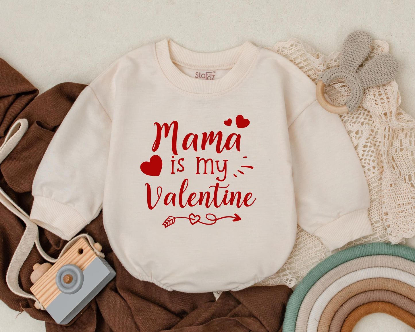 Mama is My Valentine Baby Bubble Romper Cute Red Heart Infant Outfit First Valentine's Day Clothes Baby Shower Gift Toddler