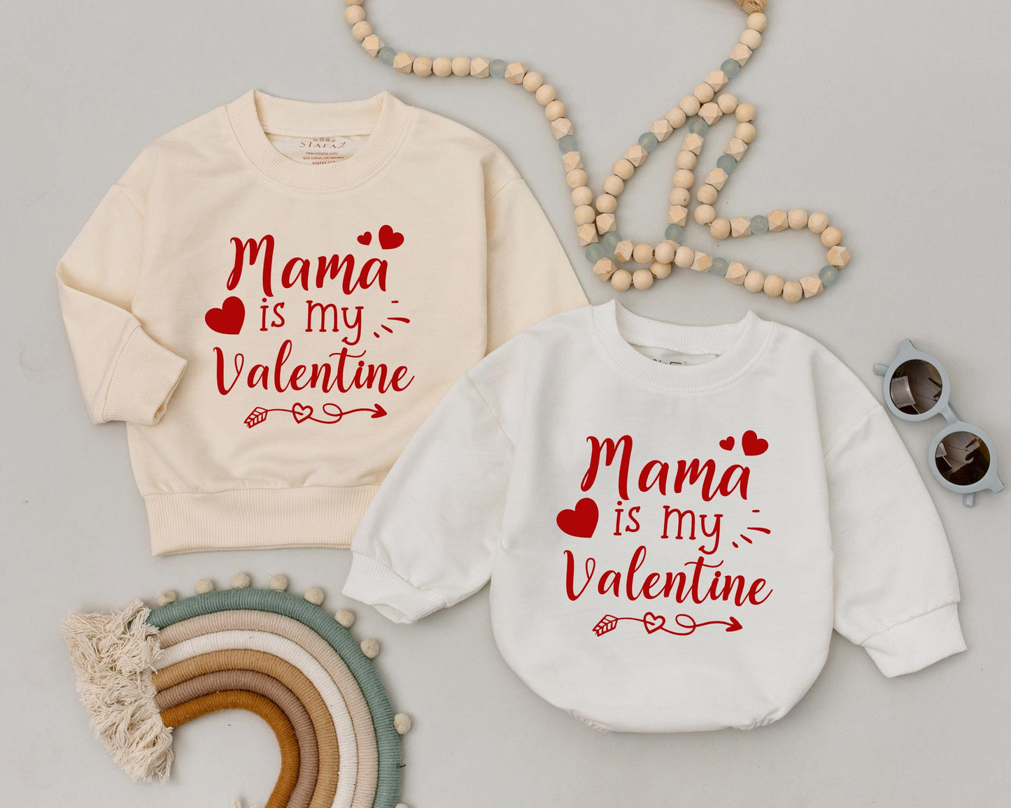 Mama is My Valentine Baby Bubble Romper Cute Red Heart Infant Outfit First Valentine's Day Clothes Baby Shower Gift Toddler