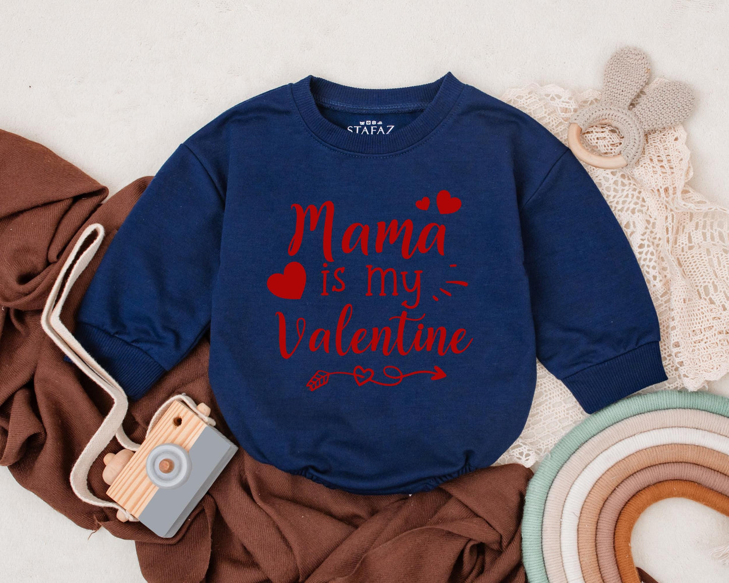 Mama is My Valentine Baby Bubble Romper Cute Red Heart Infant Outfit First Valentine's Day Clothes Baby Shower Gift Toddler