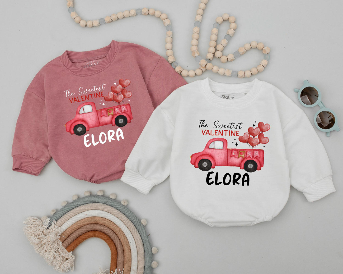Custom Name First Valentine's Day Romper Newborn Baby Girls Boys Bodysuit Sweetest Infant Kids Outfit Baby Shower Gift Comfortable Cotton Apparel
