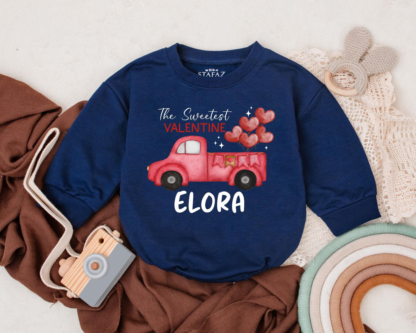 Custom Name First Valentine's Day Romper Newborn Baby Girls Boys Bodysuit Sweetest Infant Kids Outfit Baby Shower Gift Comfortable Cotton Apparel