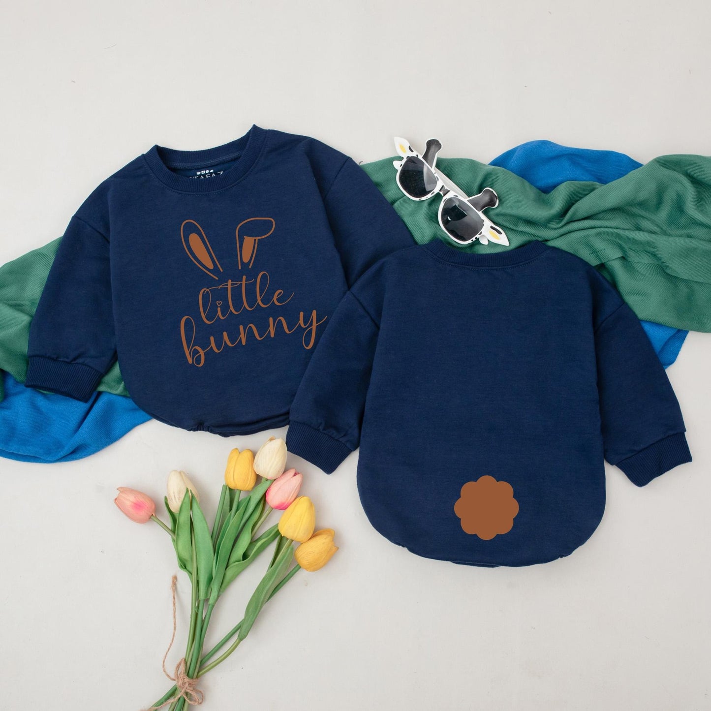 Little Bunny Baby Romper Retro Easter Day Bodysuit First Easter Outfit Baby Shower Gift Bubble Romper