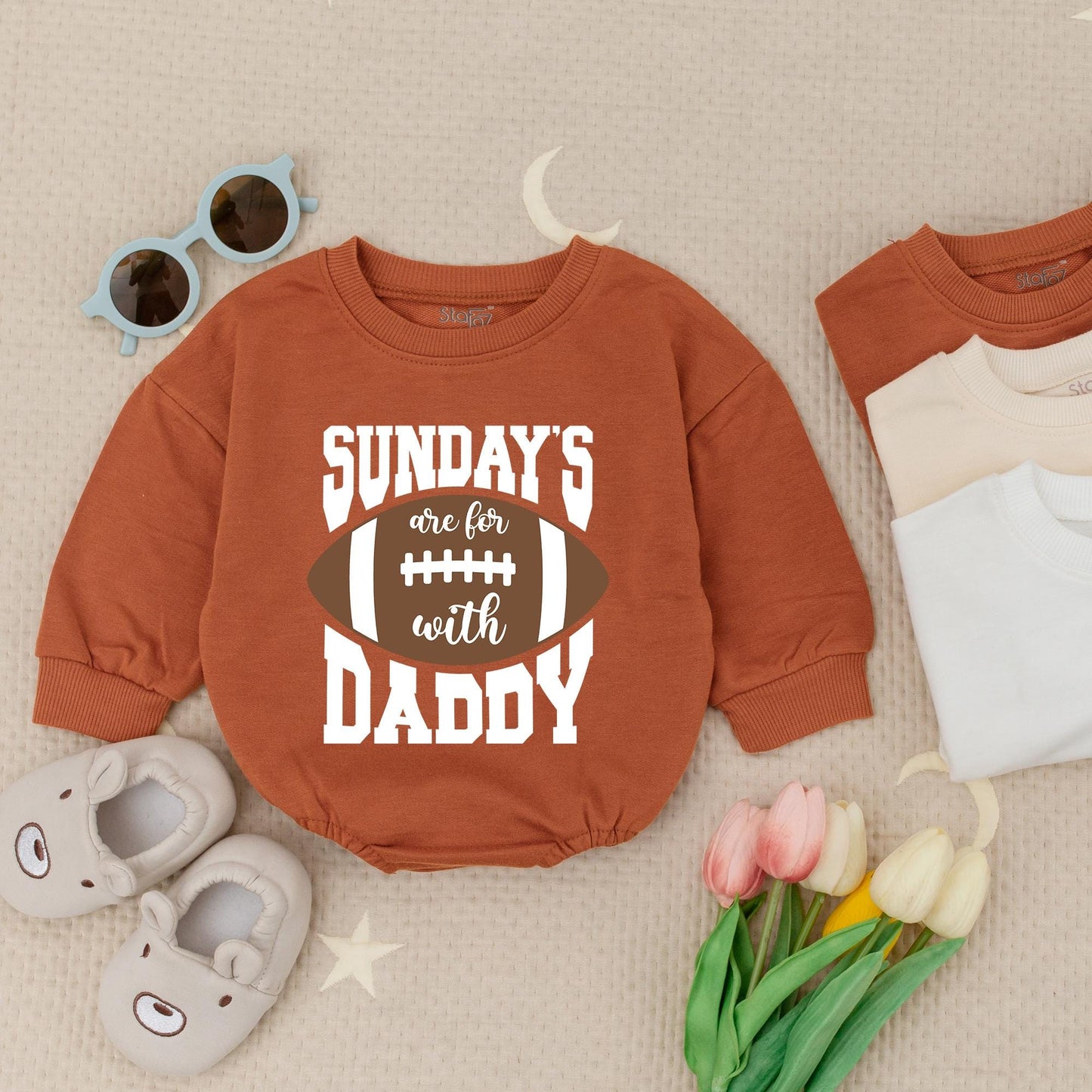 Sunday Football Daddy Baby Bubble Romper Newborn Boy Gameday Outfit Soft Cotton Comfortable Baby Clothes First Birthday Gift