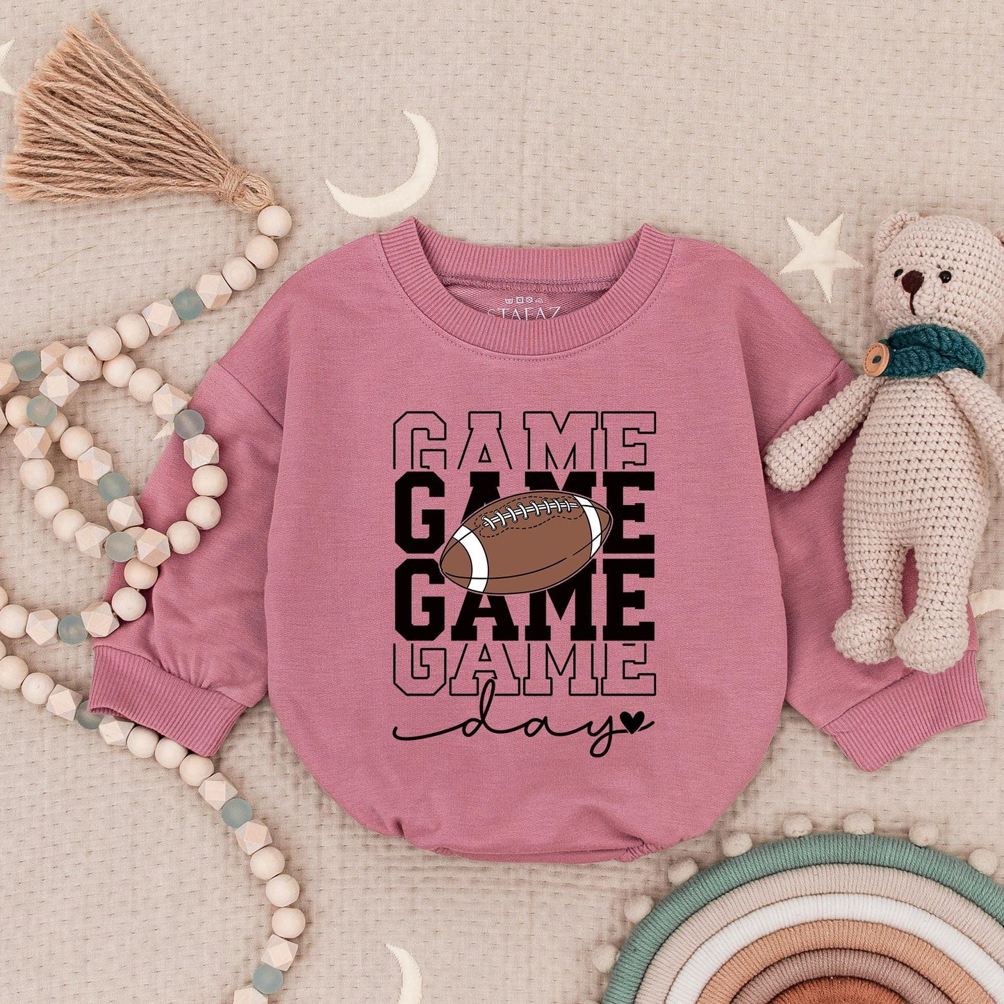 Gameday Football Baby Boy Bubble Romper - Daddy's Little Player Newborn Outfit Baby Boy Clothes Gift - Football Bodysuit