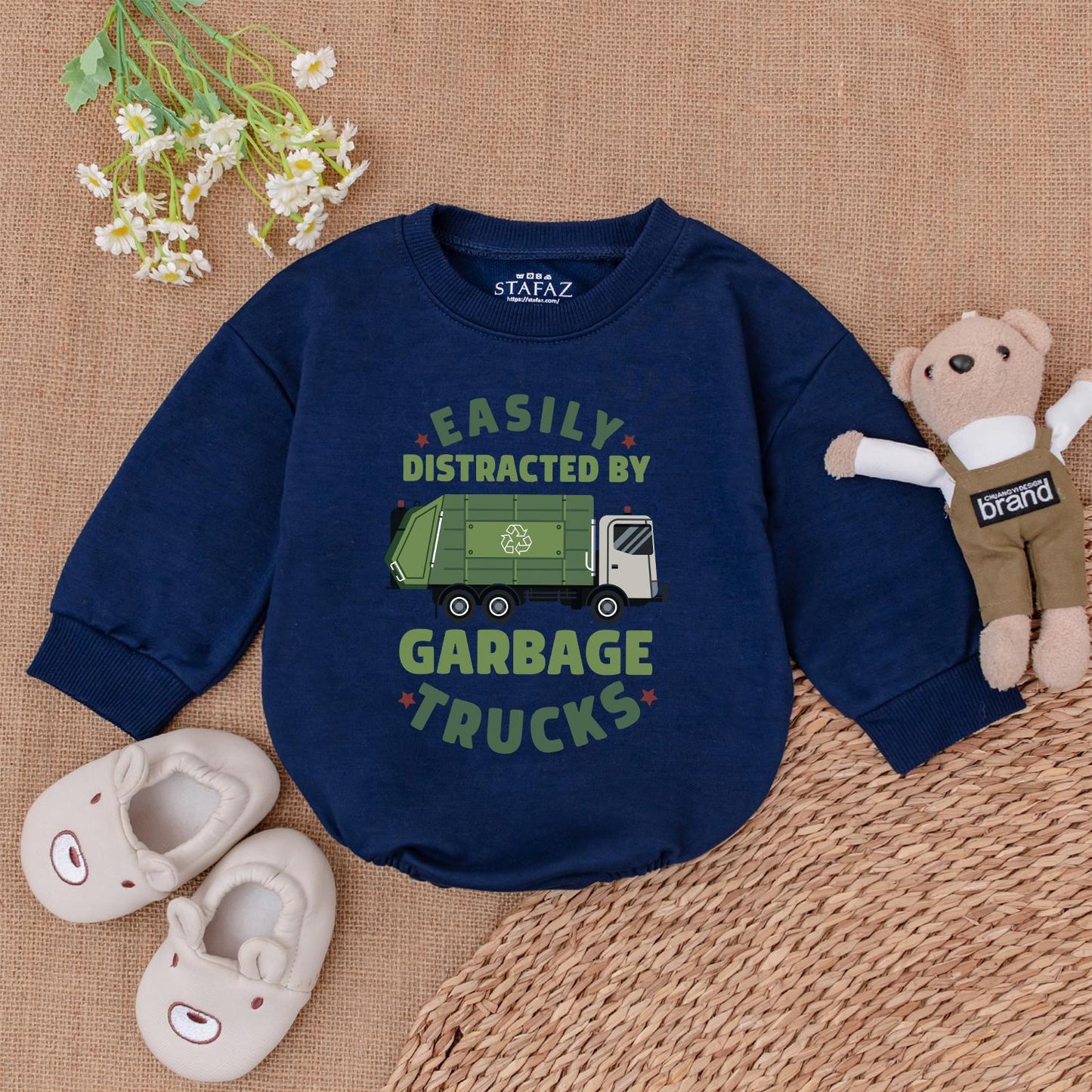 Garbage Truck Baby Romper Truck Driver Outfit Trash Truck Bodysuit for Newborns & Baby Shower Gifts