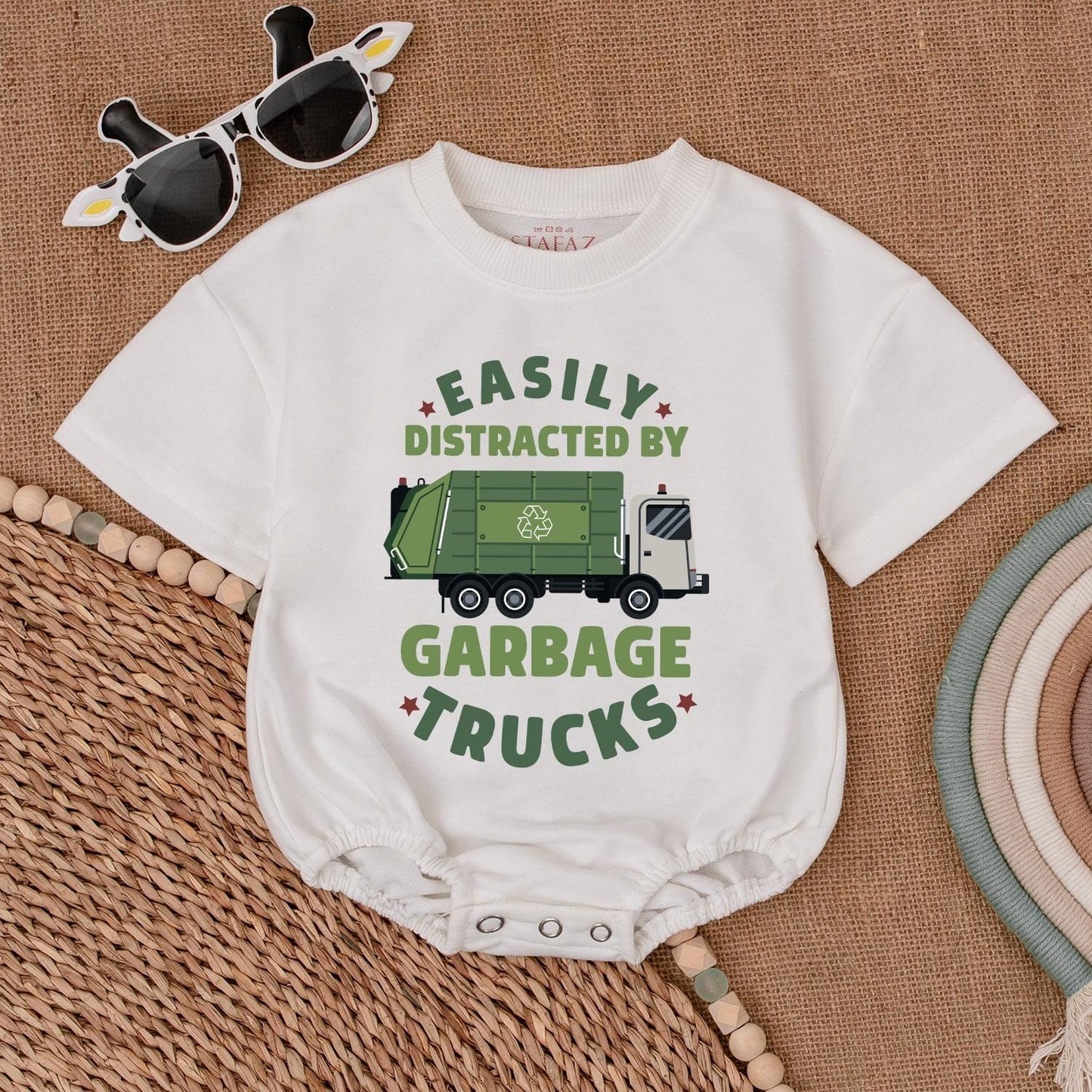 Garbage Truck Baby Romper Truck Driver Outfit Trash Truck Bodysuit for Newborns & Baby Shower Gifts