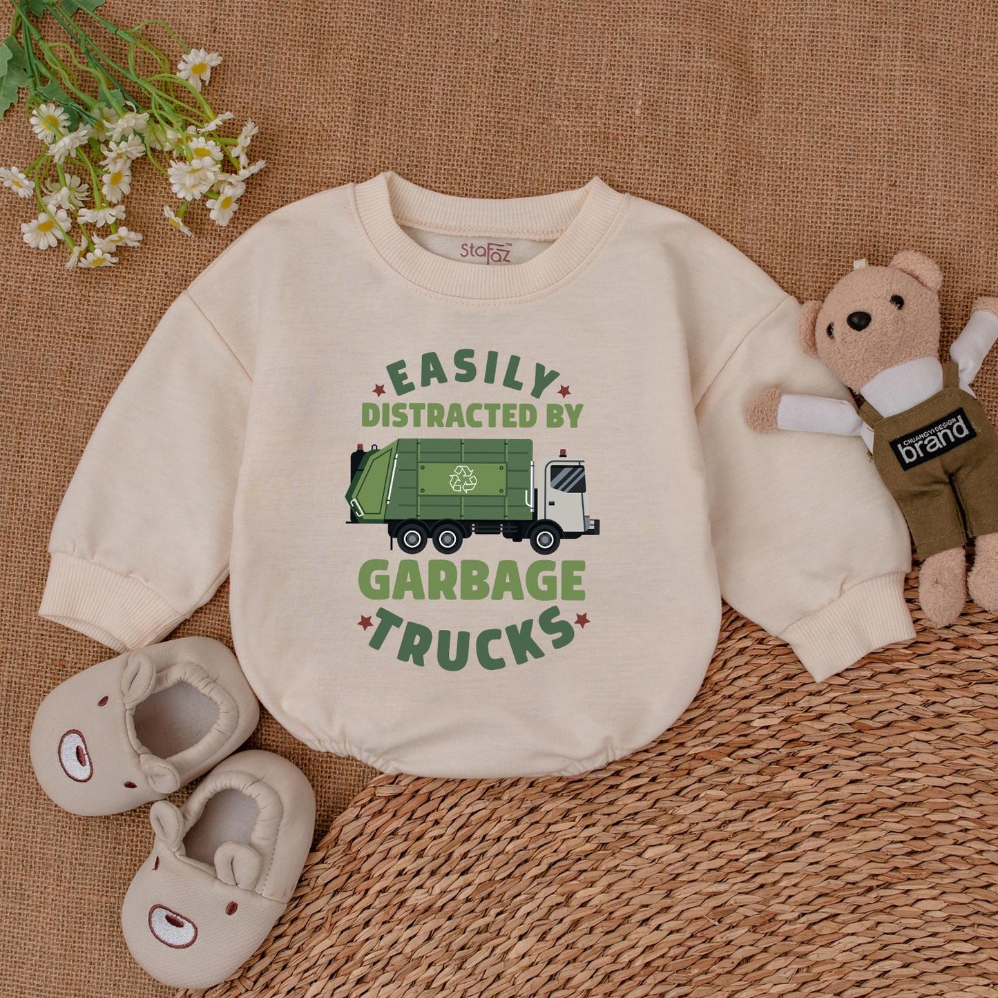 Garbage Truck Baby Romper Truck Driver Outfit Trash Truck Bodysuit for Newborns & Baby Shower Gifts