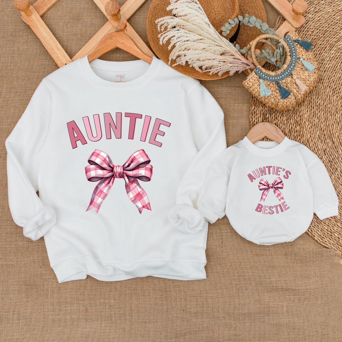 Auntie's Bestie Matching Sweatshirt for Niece & Nephew Cute Auntie and Me Family Outfit Cozy Cotton Casual Gift