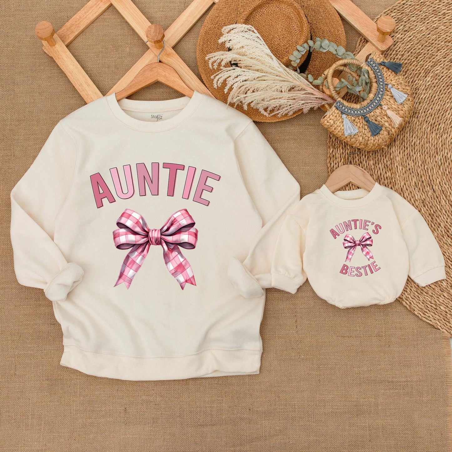 Auntie's Bestie Matching Sweatshirt for Niece & Nephew Cute Auntie and Me Family Outfit Cozy Cotton Casual Gift