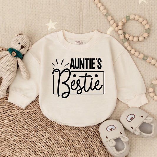Auntie's Bestie Baby Romper Newborn Gift from Auntie Soft Comfortable Bodysuit Infant Girl Boy Pregnancy Announcement Shower Outfit