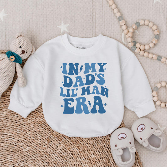 In My Dad's Lil Man Era Romper Baby Boy Bubble Romper Newborn Outfit Gift for New Dad Pregnancy Announcement Cute Baby Clothes