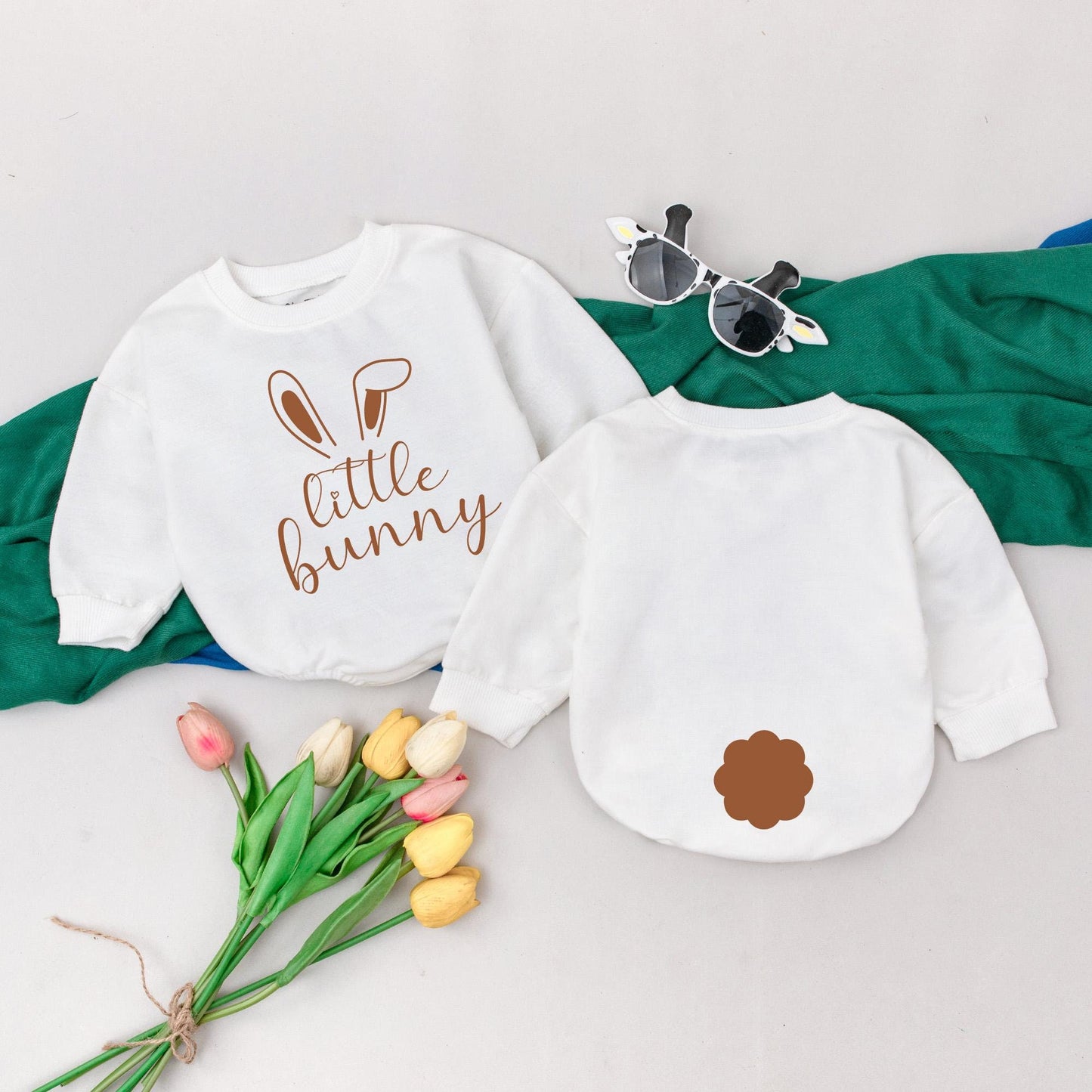 Little Bunny Baby Romper Retro Easter Day Bodysuit First Easter Outfit Baby Shower Gift Bubble Romper