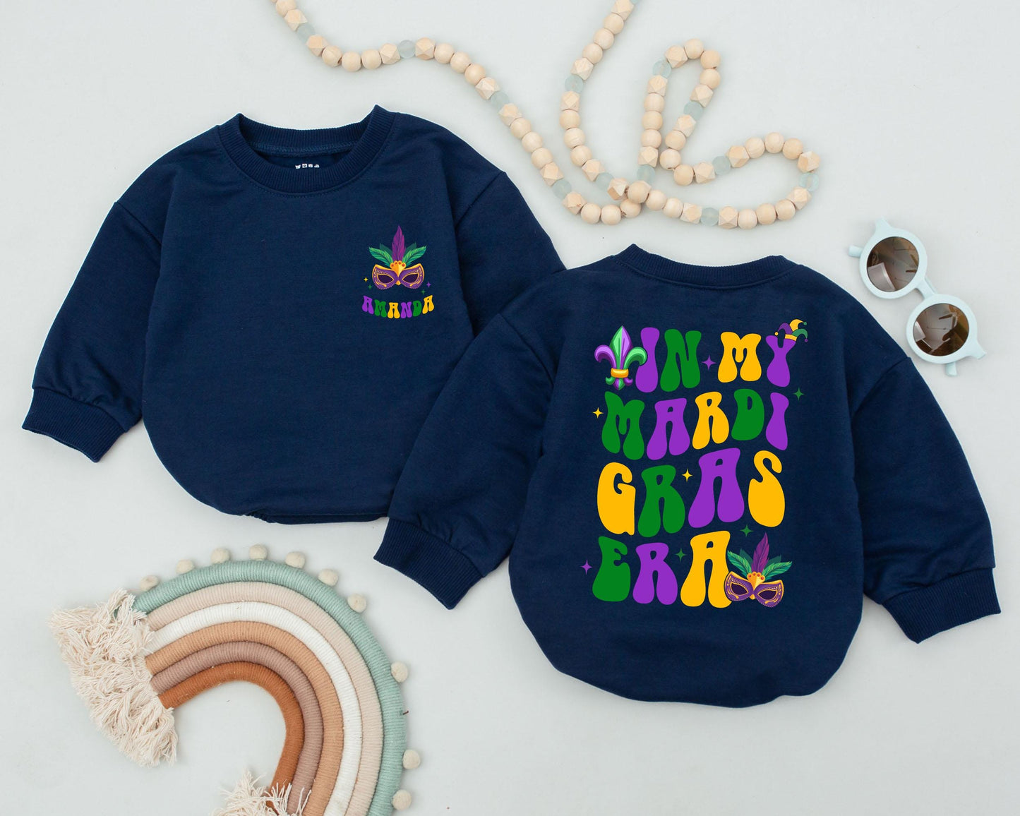 Personalized Mardi Gras Baby Romper In My Mardi Gras Era Custom Name Newborn Outfit Baby Shower Gift Cute Unisex Clothes