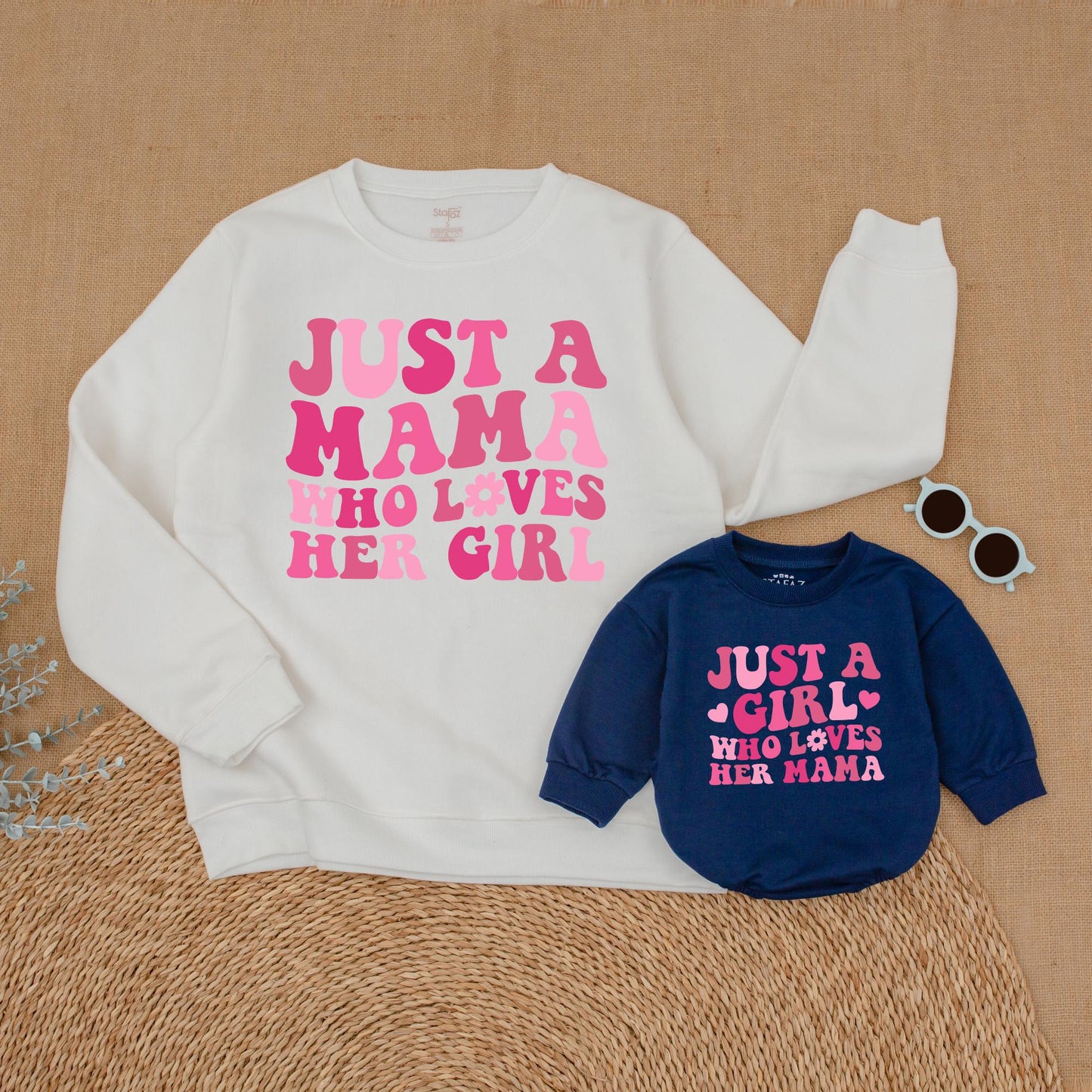 Mama and Daughter Matching Sweatshirts & Romper Set, Mommy and Me Outfits, Soft Cotton Comfort Gift for Girls