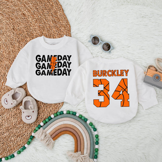 Game Day Basketball Baby Bubble Romper Outfit for Baby Boys and Infants Soft Cotton Bodysuit Shower Gift Sports Fan Apparel