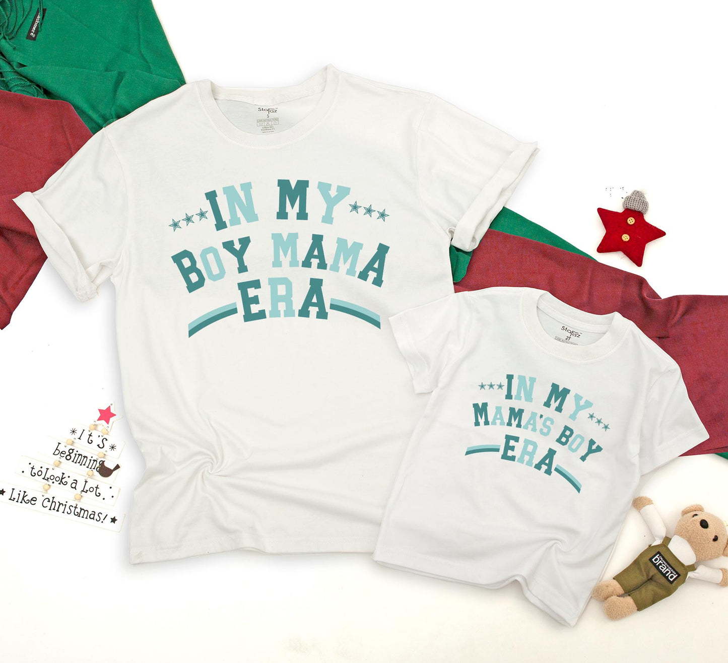 In My Boy Mama Era Mama's Boy Era Matching Retro Tees Teal Blue Green Vintage Style Family Outfit Mother Son Duo Gift