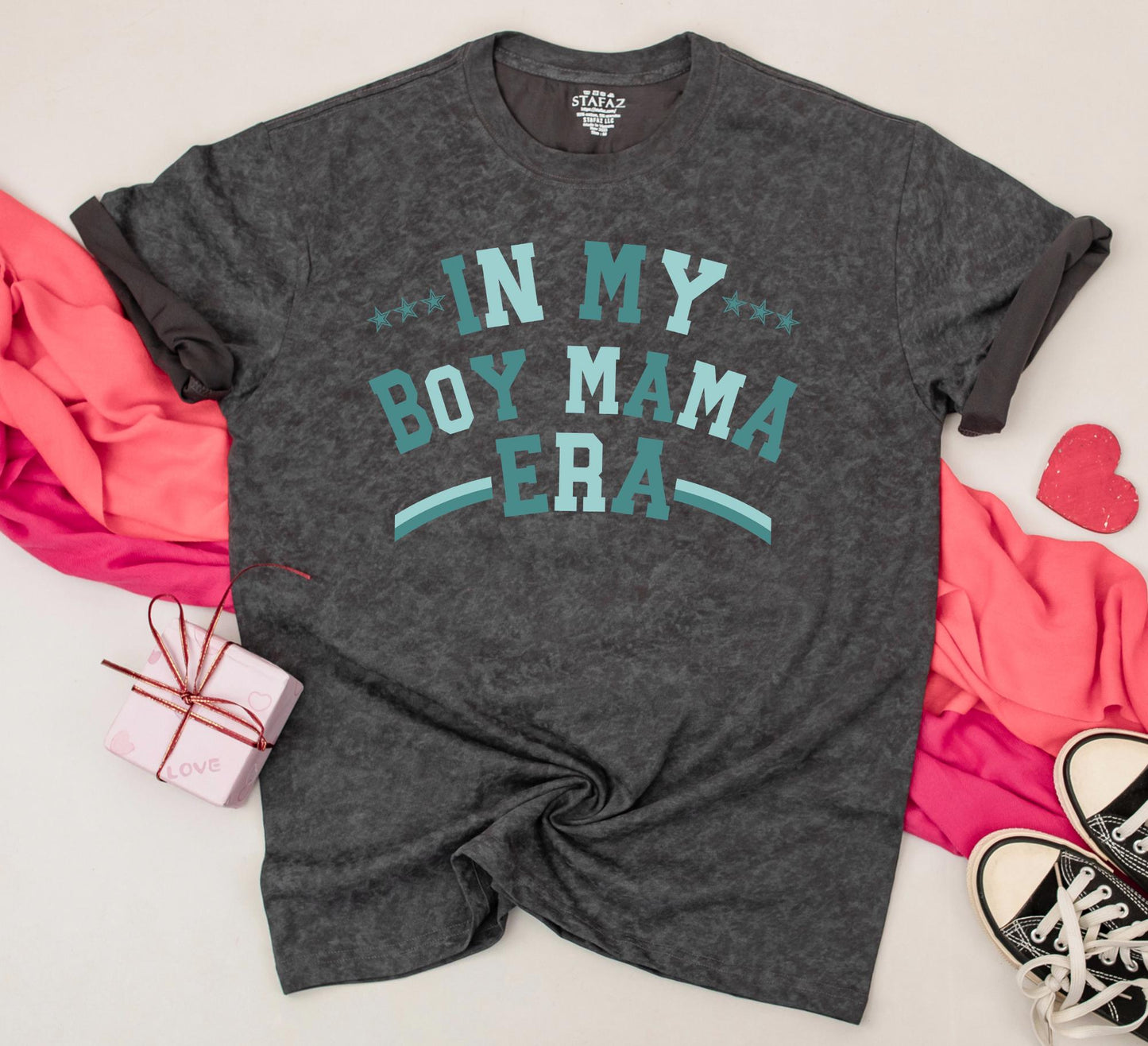 In My Boy Mama Era Mama's Boy Era Matching Retro Tees Teal Blue Green Vintage Style Family Outfit Mother Son Duo Gift
