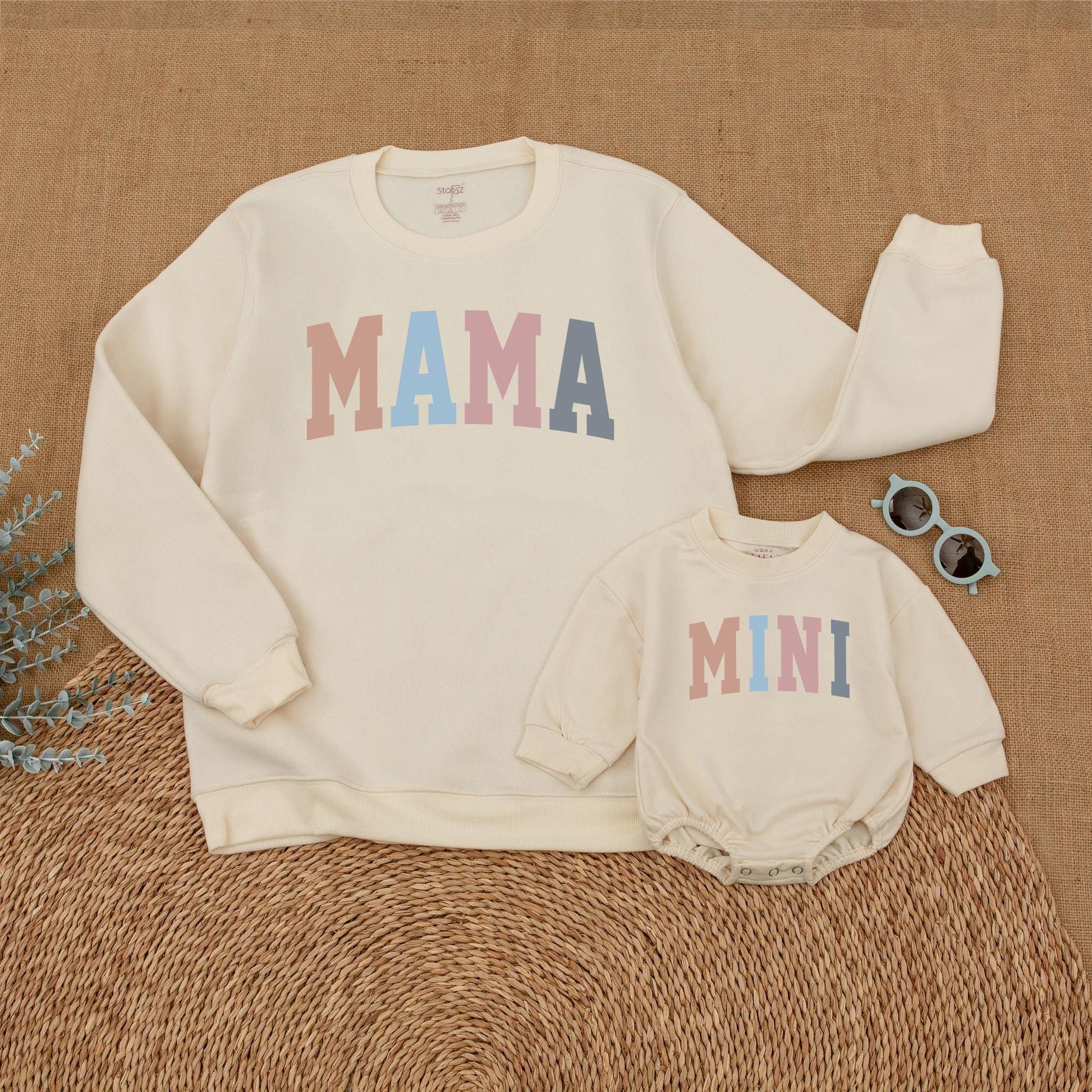 Matching Pastel Mama Mini Sweatshirts, Mother Daughter Shirts, Baby Romper, Mommy and Me Outfits, Gift for Mom, Pregnancy Reveal