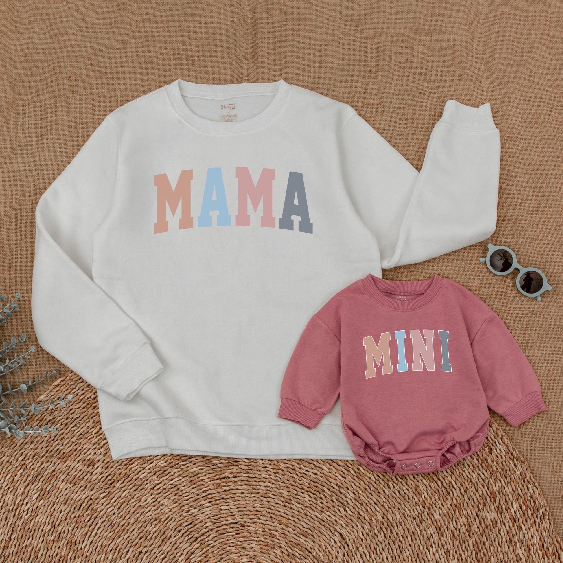 Matching Pastel Mama Mini Sweatshirts, Mother Daughter Shirts, Baby Romper, Mommy and Me Outfits, Gift for Mom, Pregnancy Reveal