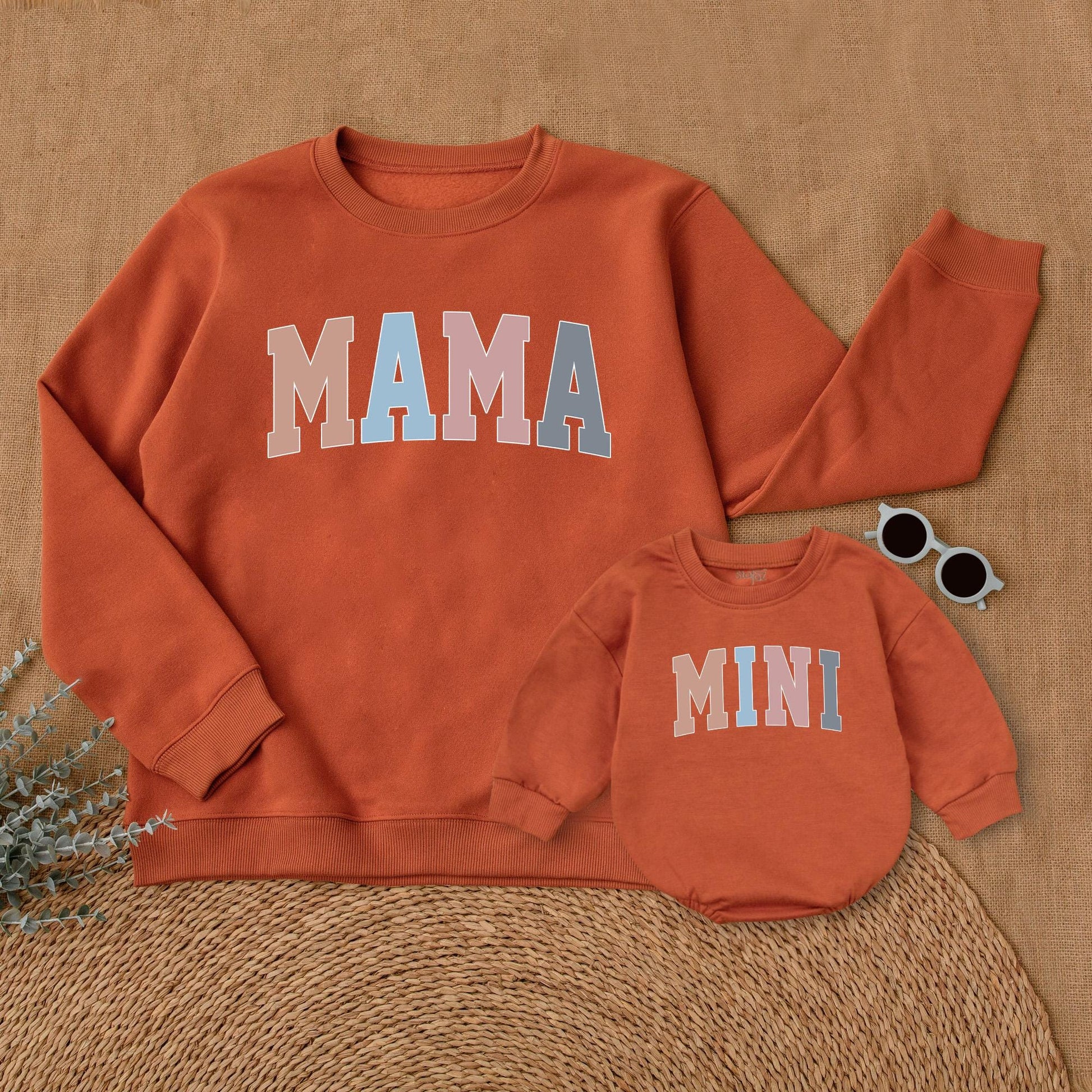 Matching Pastel Mama Mini Sweatshirts, Mother Daughter Shirts, Baby Romper, Mommy and Me Outfits, Gift for Mom, Pregnancy Reveal