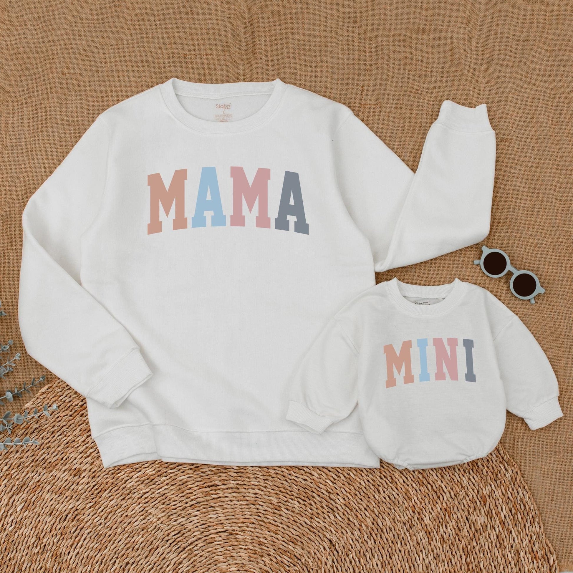 Matching Pastel Mama Mini Sweatshirts, Mother Daughter Shirts, Baby Romper, Mommy and Me Outfits, Gift for Mom, Pregnancy Reveal