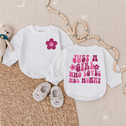 Just a Girl Who Loves Her Mommy Romper Baby Girl Outfit Baby Shower Gift Mama's Girl Romper for Baby Girl Newborn Baby Clothes