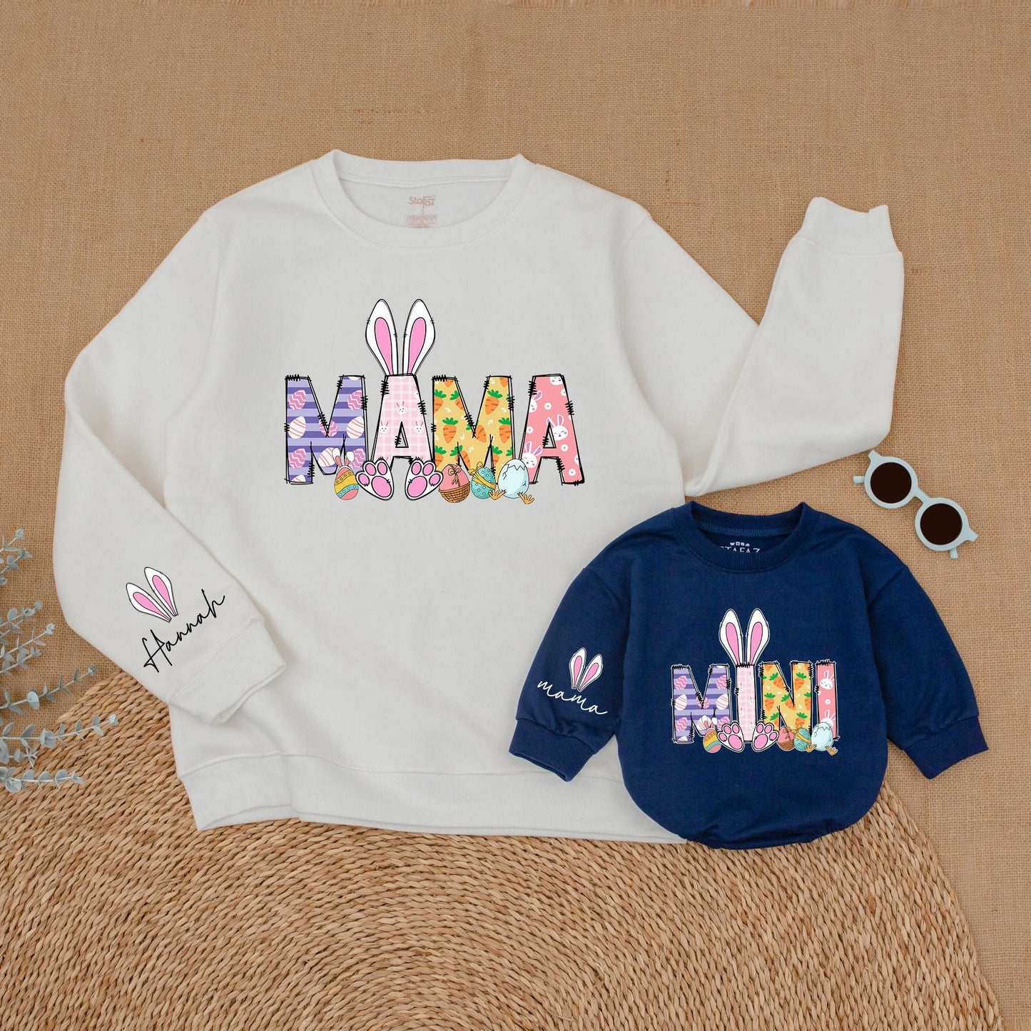 Easter Matching Mama and Mini Sweatshirt Bunny Family Outfit, Mommy and Me Easter Sweater Gift, Baby Girl Toddler Spring Clothes