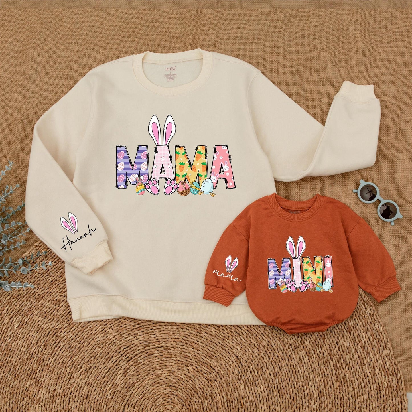 Easter Matching Mama and Mini Sweatshirt Bunny Family Outfit, Mommy and Me Easter Sweater Gift, Baby Girl Toddler Spring Clothes