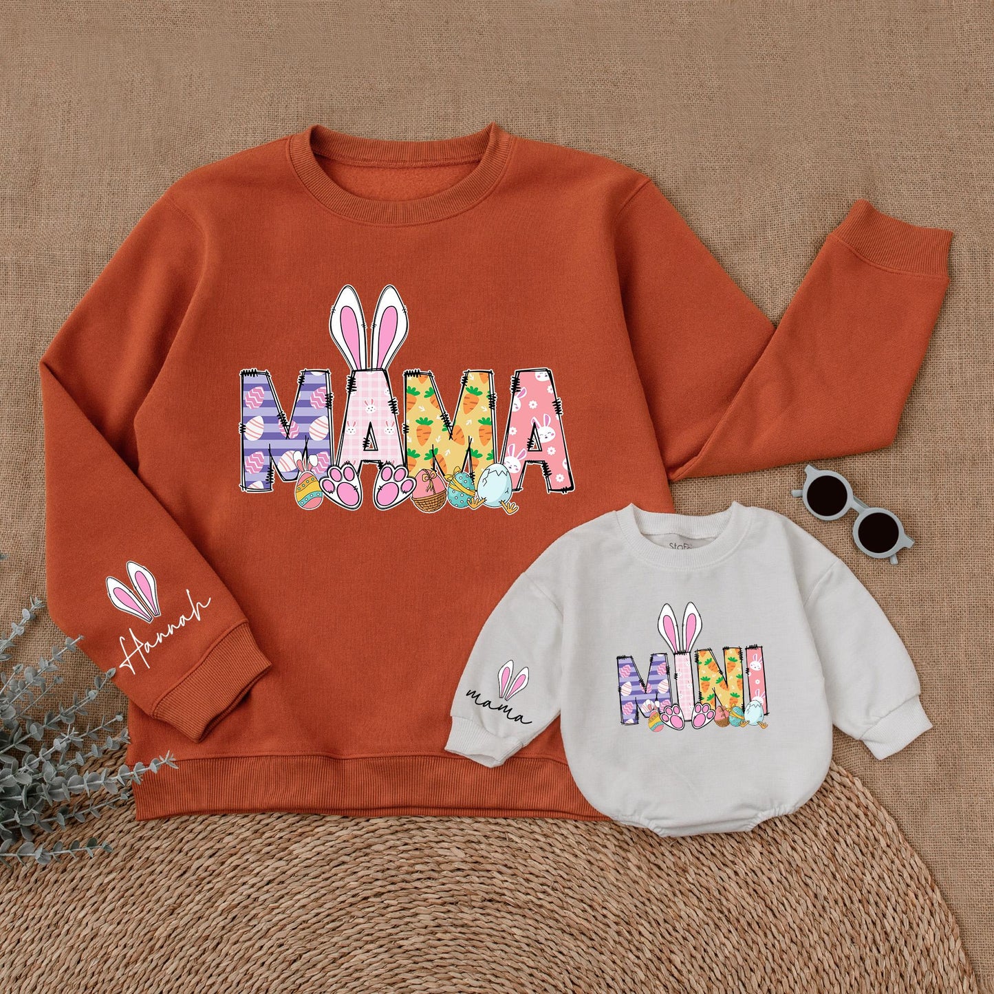 Easter Matching Mama and Mini Sweatshirt Bunny Family Outfit, Mommy and Me Easter Sweater Gift, Baby Girl Toddler Spring Clothes