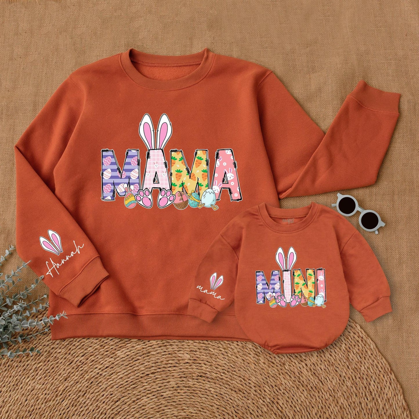 Easter Matching Mama and Mini Sweatshirt Bunny Family Outfit, Mommy and Me Easter Sweater Gift, Baby Girl Toddler Spring Clothes