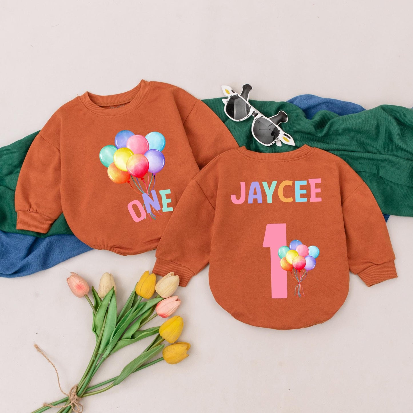 Personalized Balloon Romper for First Birthday Boy or Girl Bubble Outfit Adorable Baby Celebration Gift